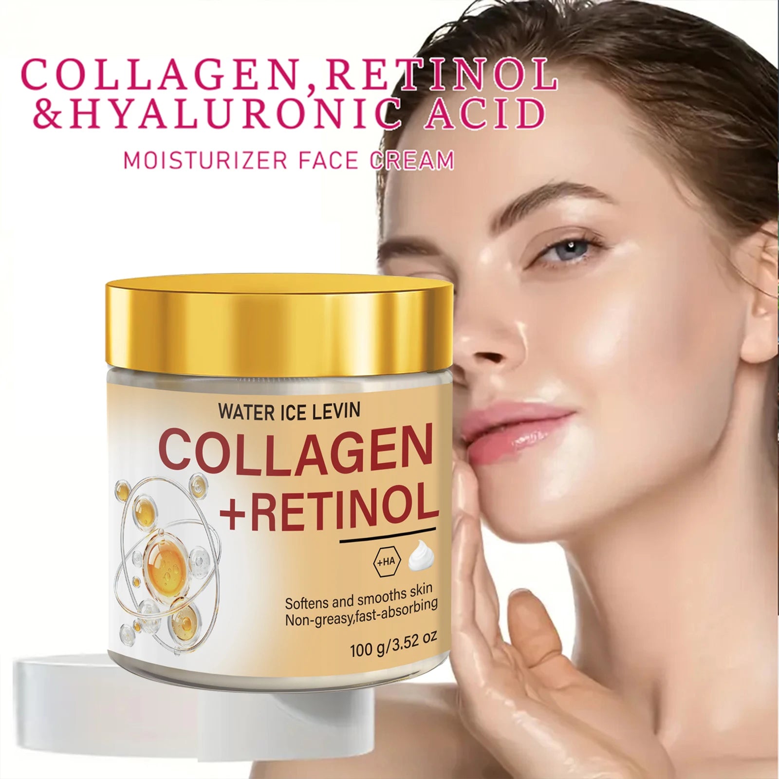 Retinol Collagen Hyaluronic Acid Face Cream Niacinamide VC Nourish Smooth Fine Lines Daily Anti-Aging Cream 100g Qme