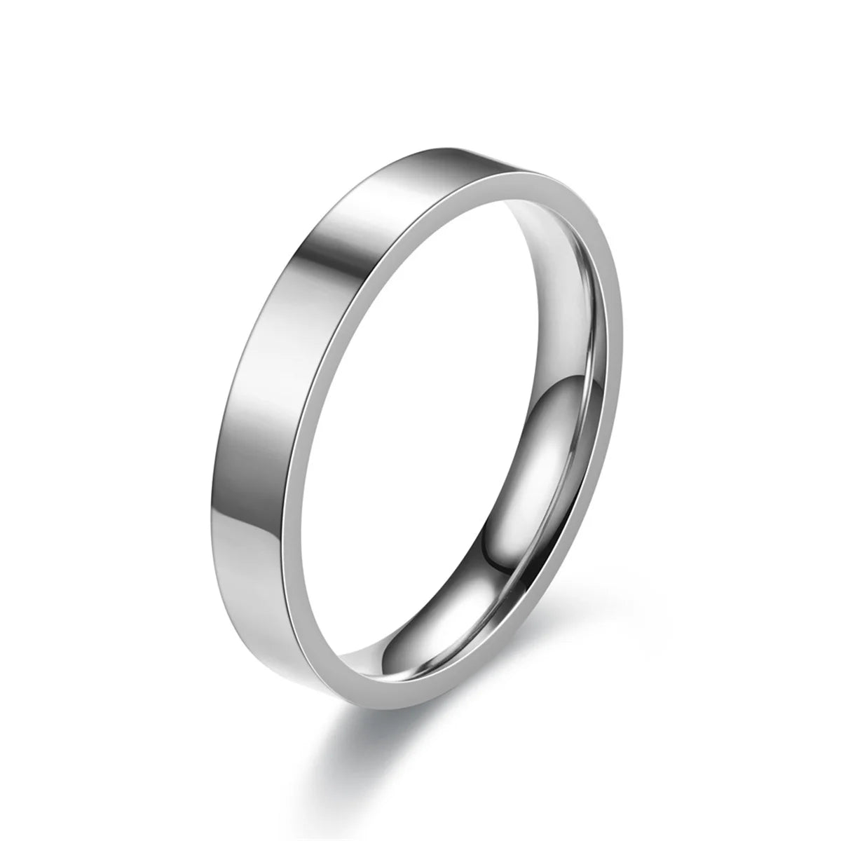 4mm Simplicity Flat Stainless Steel Rings Japanese Korean Fashion Glossy Titanium Steel Finger Rings for Youth Boy Girl Jewelry Qme yin 13