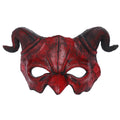 Halloween Half Face Eye Masks Horror PU Demon Masque Woman Men Halloween Carnival Party Cosplay Props Accessories Qme Red