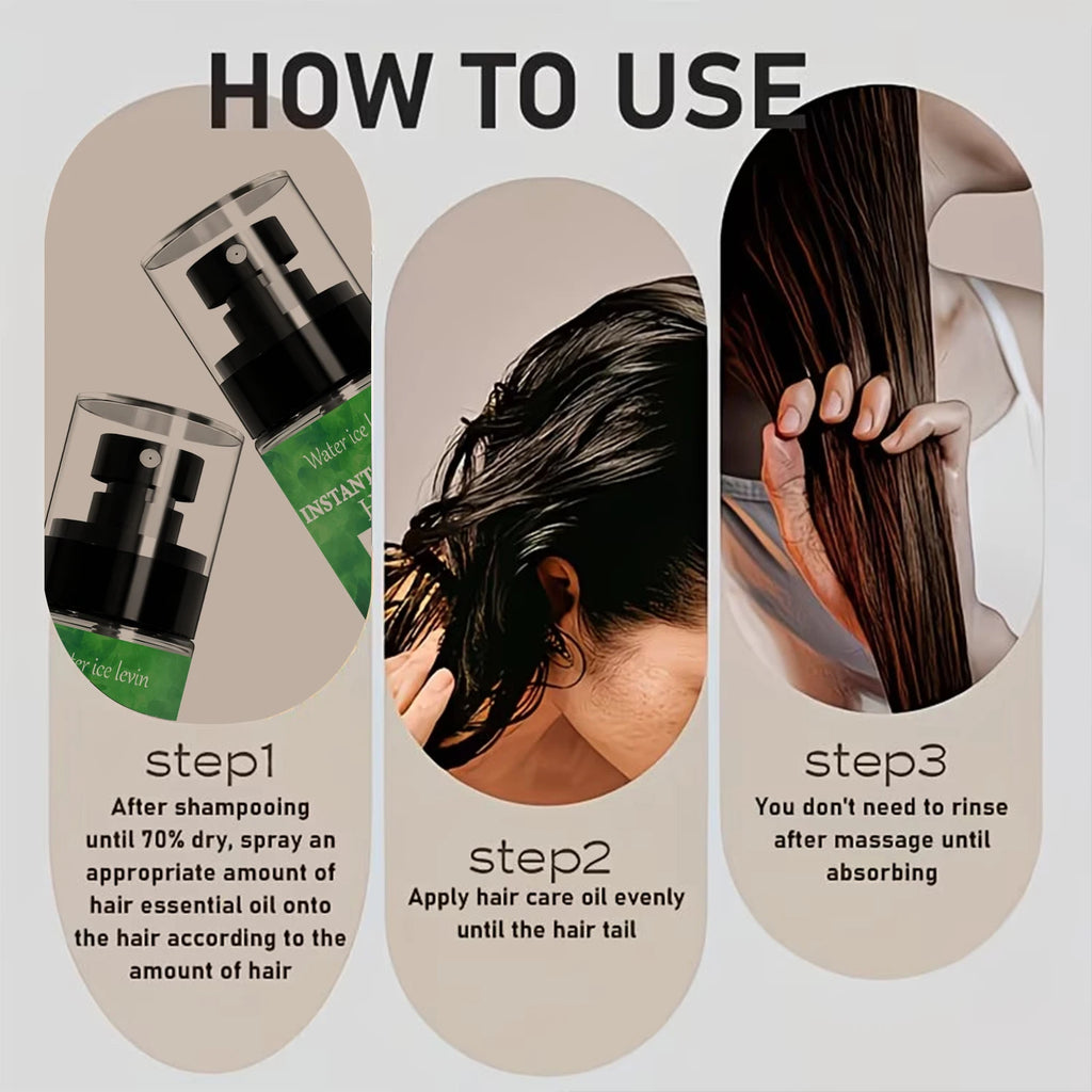 Water Ice Levin Frizz Ease Smooth Hair Spray 100g Keratin Biotin Rosemary Oil Nourish Tame Frizzy Curly Hair Care Mist Qme
