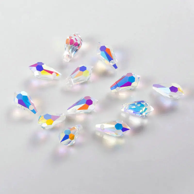 Wholesale Drop Crystal Ab Beads Gemstone Waterdrop Faceted Glass Loose Beads for Jewelry Making, Earrings, Necklace ,Bracelets Qme 1 5.5x11mm 84pcs
