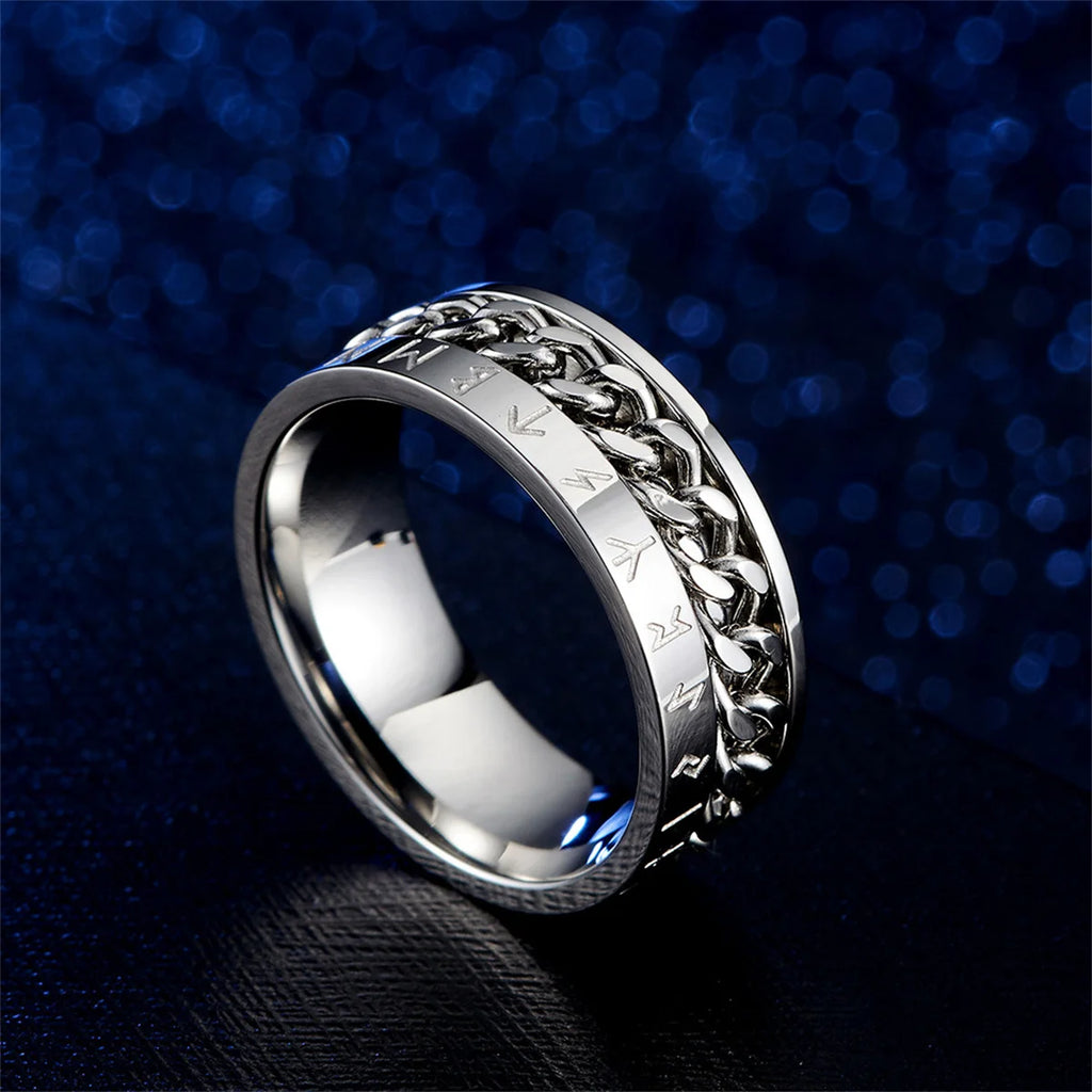 Cool Stainless Steel Rotatable Men Ring High Quality Spinner Chain Punk Women Jewelry for Party Gift Hip Hop Ins Boys Rings Qme