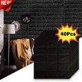 Black Brick Pattern Wallpaper Thick Waterproof and Moisture-Proof Living Room Bedroom Decorative Sticker Self-Adhesive Qme Black 40Pcs 38.5X35cm