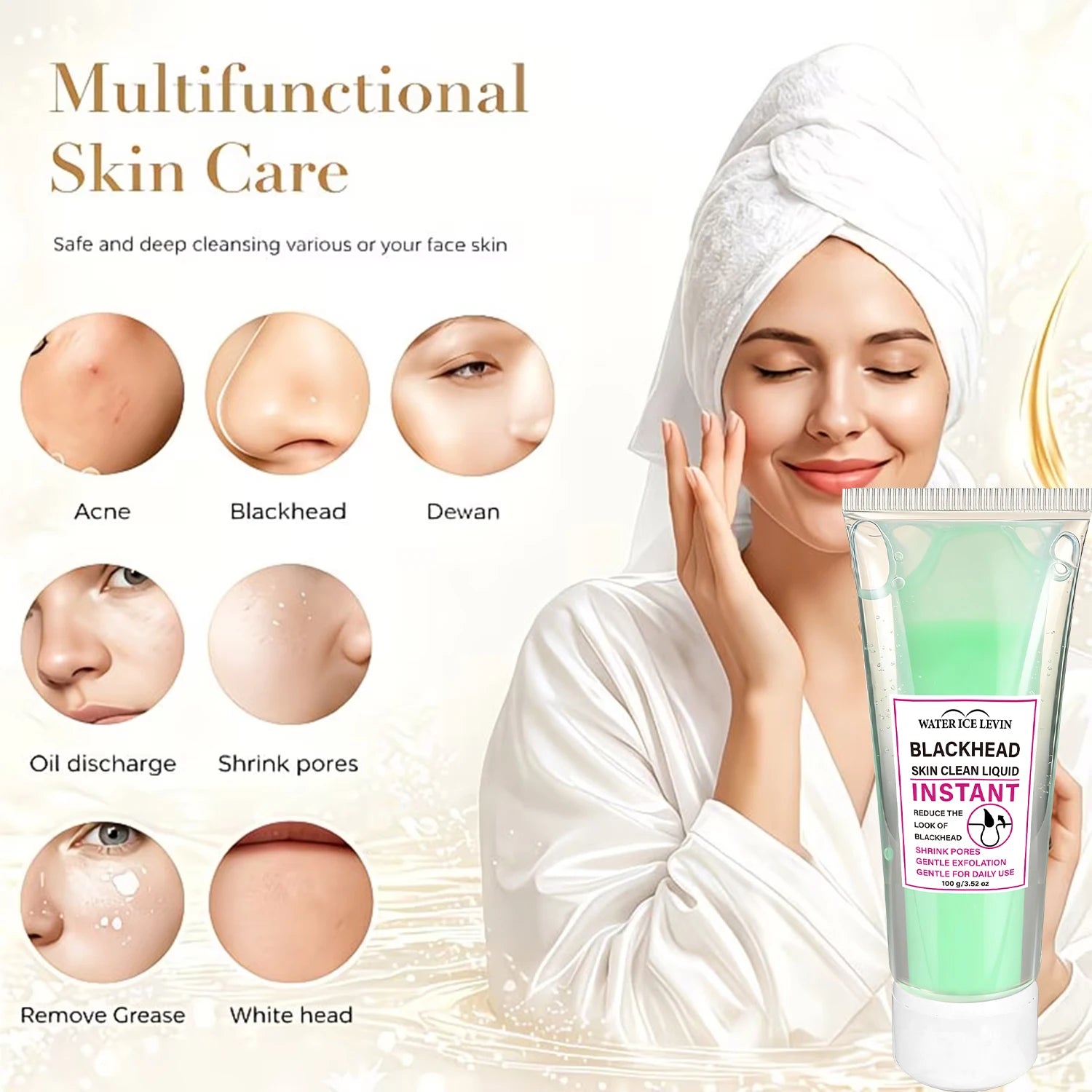 Water Ice Levin Blackhead Cleansing Liquid 100g Niacinamide Centella Exfoliation Minimize Pores Hydrating Facial Toner Qme
