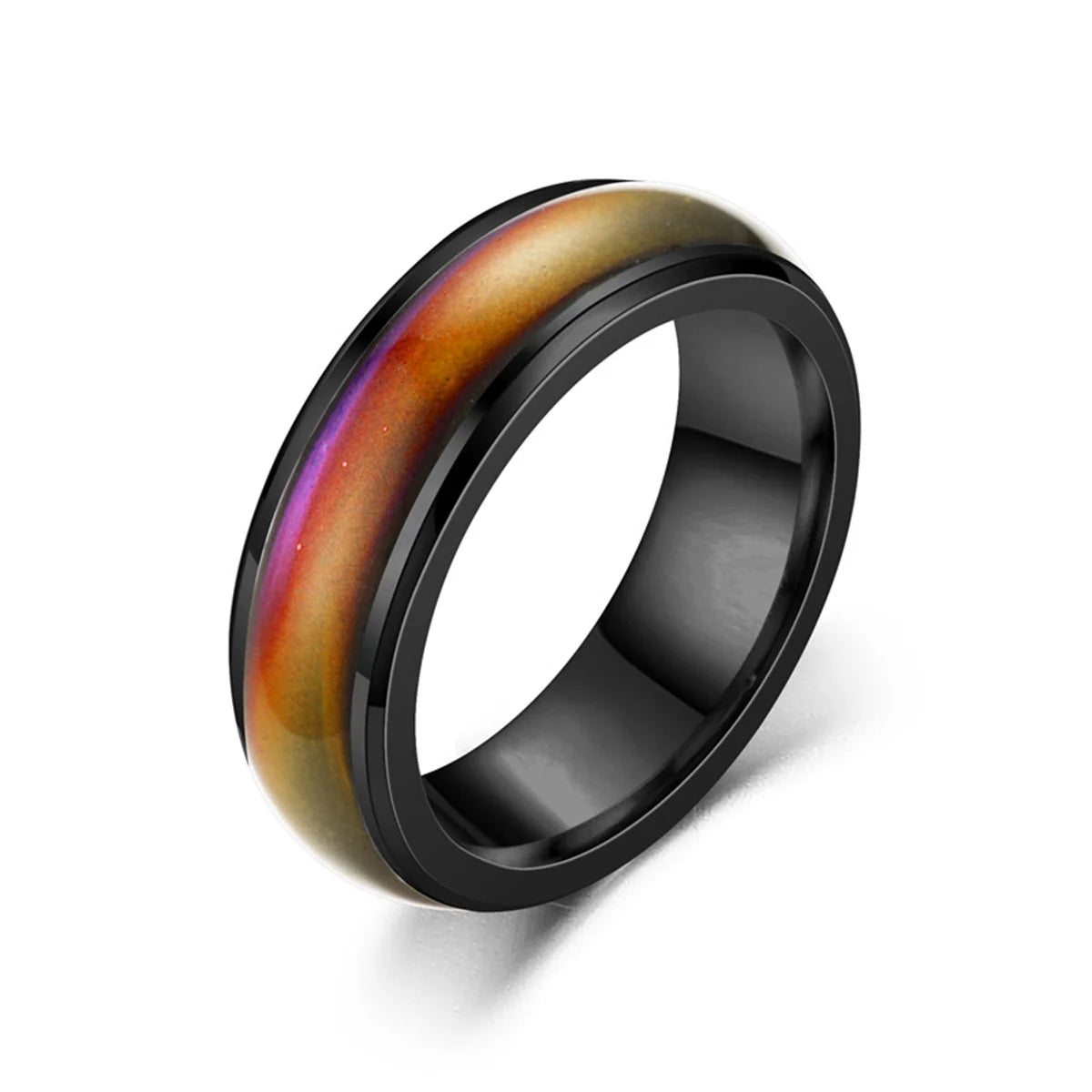 6mm Changing Color Rings Stainless Steel Mood Emotion Feeling Temperature Rings Women Men Couples Glazed Tone Fine Jewelry Gifts Qme 2 6