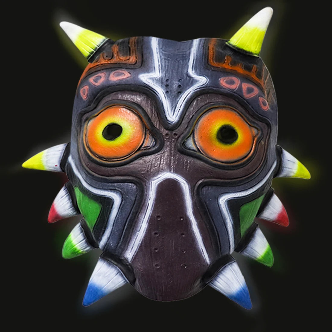 P-Jsmen The Legend of Zelda Majora Led Mask Game Cosplay Latex Face Cover for Adults Kids Halloween Cosplay Props Qme Navy Blue With LED