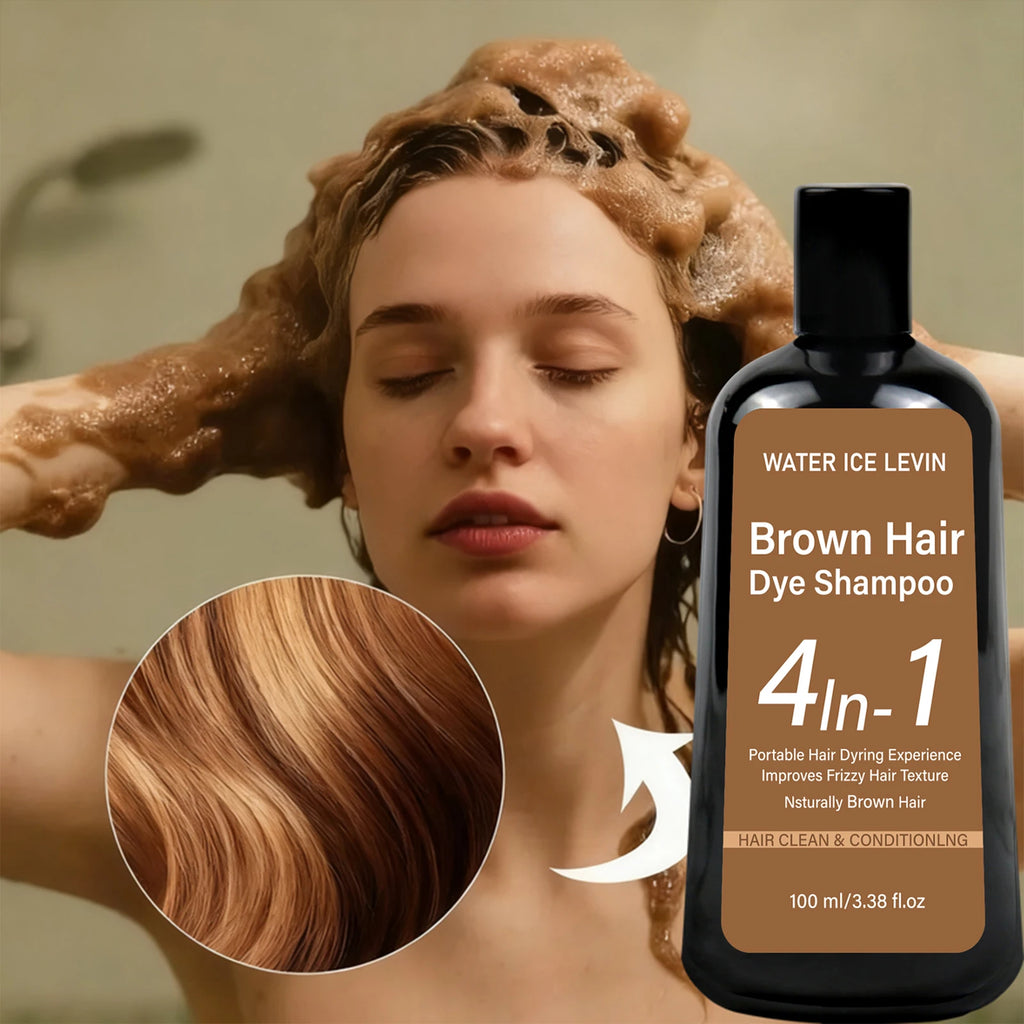 Water Ice Levin Natural Brown Hair Dye Shampoo 100ml Ginger Ginseng Oil Mild Coloring Smooth Frizzy Hair Care Qme