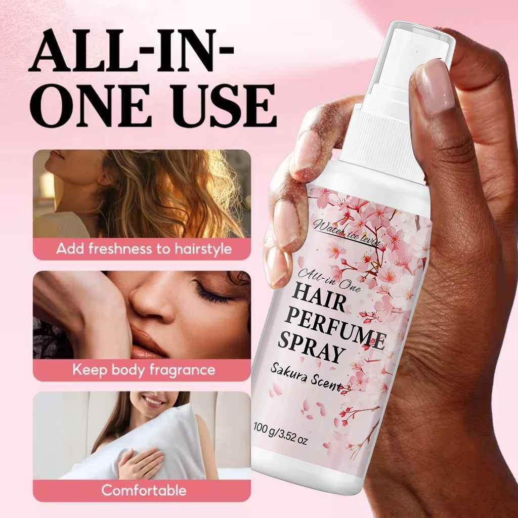Water Ice Levin Sakura Scent Hair Perfume Spray 100g Collagen Bee Venom Anti Frizz Smooth Fragranced Hair Care Mist Qme