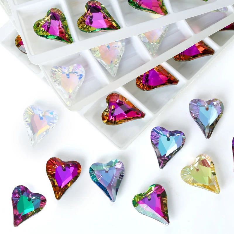 12Pcs Austria Crystal Pendant Loose Rhinestone Beads Charms Glass Jewelry Gems Stones for DIY Necklace Jewelry Making 11Styles Qme 6240 Mixed