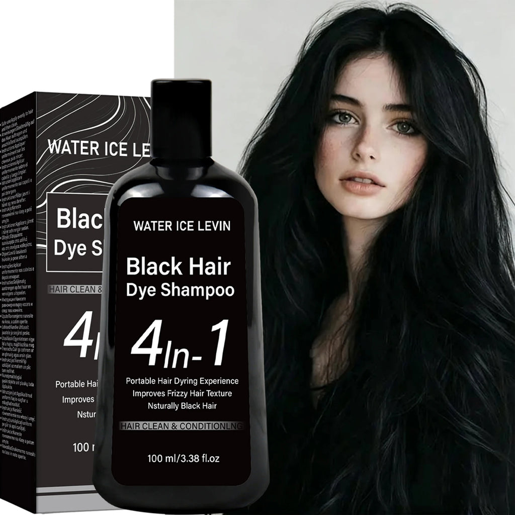 Water Ice Levin Natural Black Hair Dye Shampoo 100ml Ginger Ginseng Plant Extract Mild Coloring Smooth Dry Frizzy Hair Qme