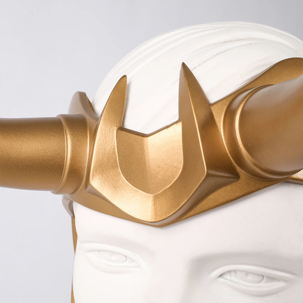 Ragnarok Loki Helmet Horns Latex Crown Mask Halloween Cosplay Costume Props for Adult Men Women Anime Qme