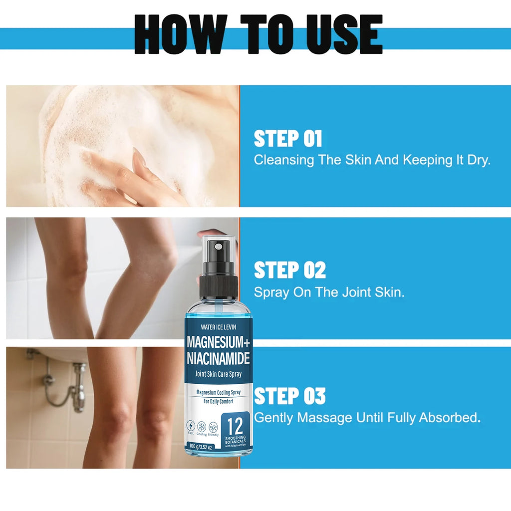 Magnesium Cooling Joint Spray - Niacinamide & Bee Venom Infused, Fast Relief & Daily Comfort Qme