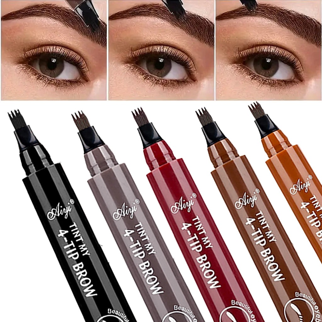 4-Tip Microblading Eyebrow Pencil Waterproof Smudge-proof Natural Qme