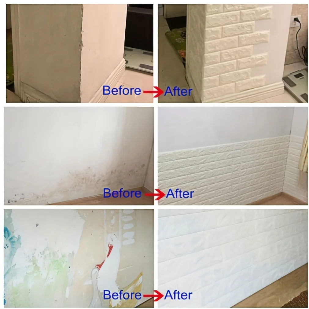 40Pcs 38.5X35cm Imitation Brick Wallpaper Self-adhesive Waterproof Moisture-proof Living Room Bedroom Wall Decoration Qme