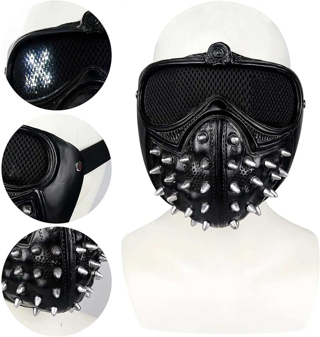 Game Watch Dogs 2 Marcus Wrench Cosplay Resin LED Mask 25 Kinds Of Led Expression Light Rivet Masks Qme