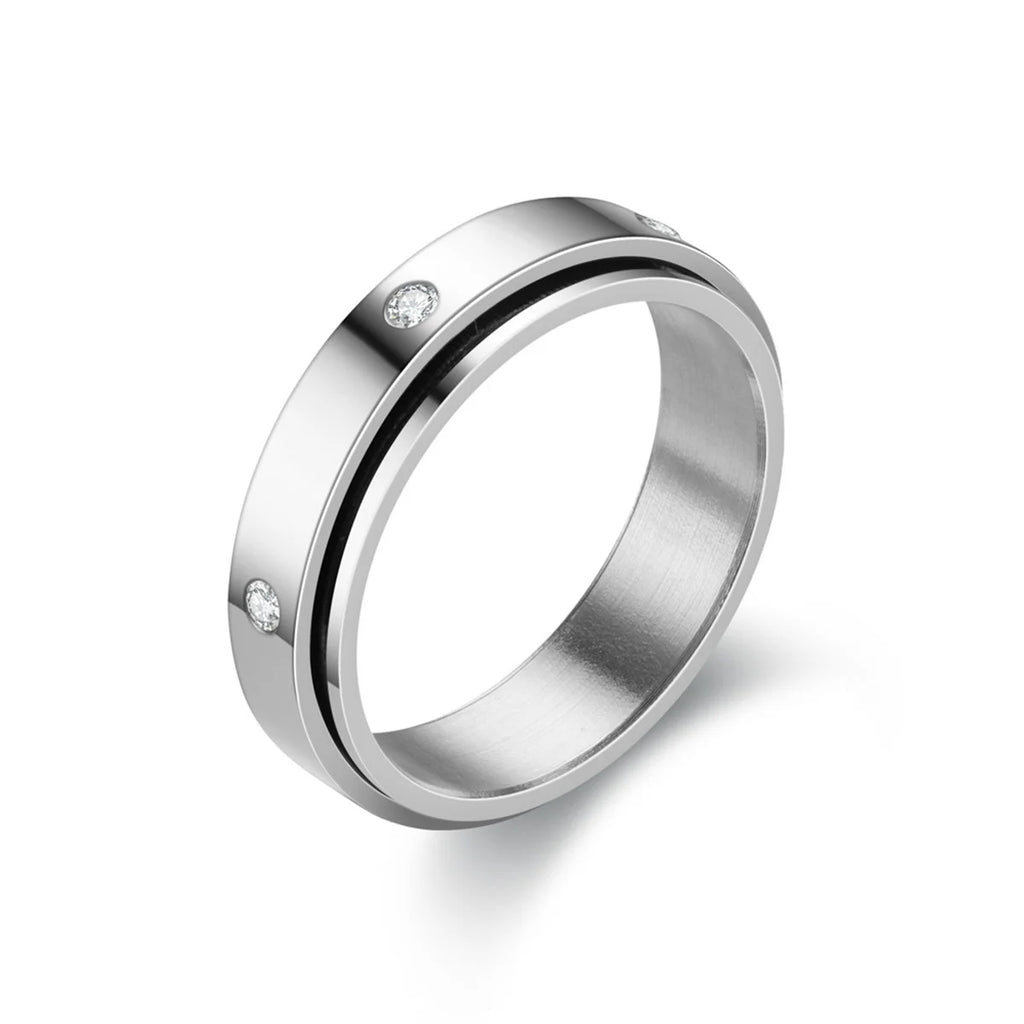 Anxiety Fidget Spinner Stainless Steel Hip Hop Rings Simple Titanium Steel Ring for Men Women High Quality Anti Stress Jewelry Qme yin 7