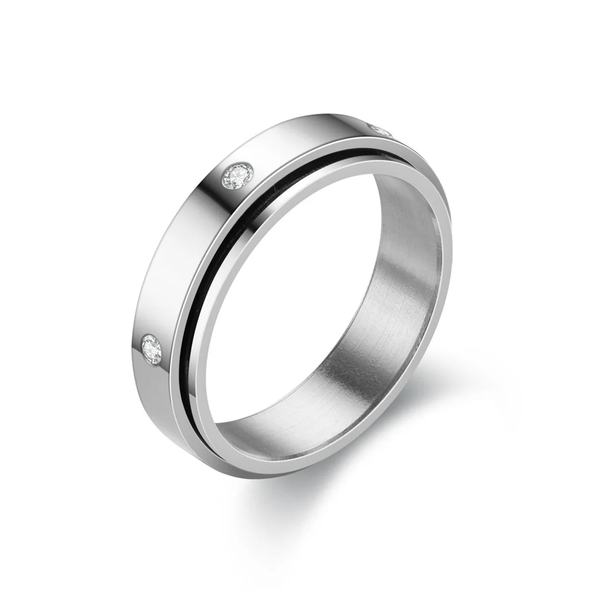 Anxiety Fidget Spinner Stainless Steel Hip Hop Rings Simple Titanium Steel Ring for Men Women High Quality Anti Stress Jewelry Qme yin 7