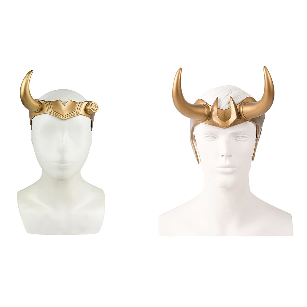 Ragnarok Loki Helmet Horns Latex Crown Mask Halloween Cosplay Costume Props for Adult Men Women Anime Qme