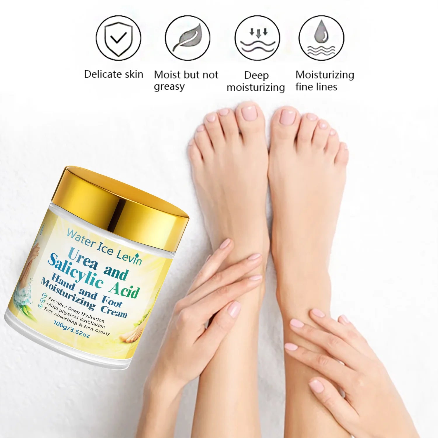 Water Ice Levin 100g Urea Hand Foot Cream Hydrating Mild Exfoliation Nourish Dry Rough Skin Care Qme