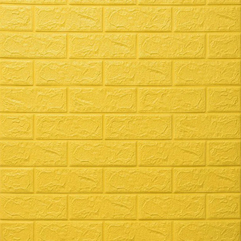 3D Foam Wall Stickers Retro Wallpaper Ceiling Self Adhesive Qme yellow 10Pcs 35cmX30cm