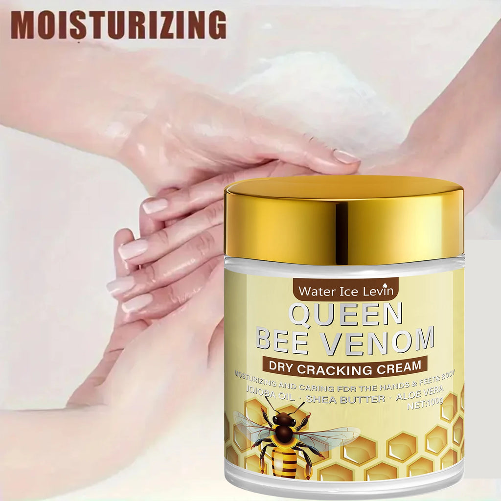Queen Bee Venom Dry Cracking Cream with Retinol & Niacinamide - Intense Moisturizing for Hands, Feet & Body. Repairs Dry Skin. Qme