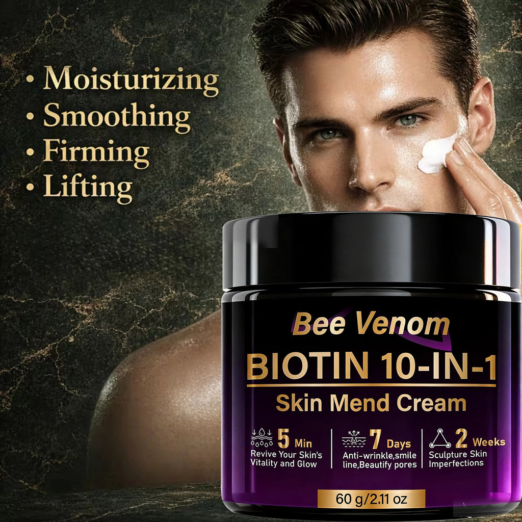 Bee Venom Biotin 10-in-1 Skin Mend Cream, Anti-Wrinkle & Anti-Aging, Fast Revitalizing & Firming, 5 Min Glow Qme