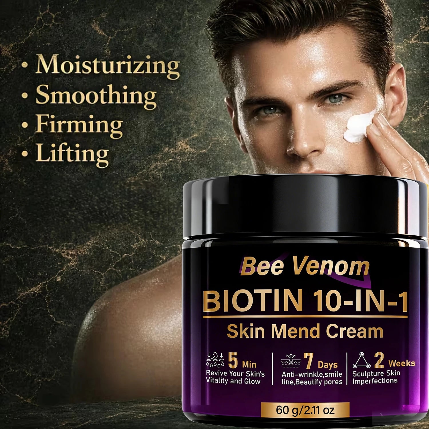 Bee Venom Biotin 10-in-1 Skin Mend Cream, Anti-Wrinkle & Anti-Aging, Fast Revitalizing & Firming, 5 Min Glow Qme