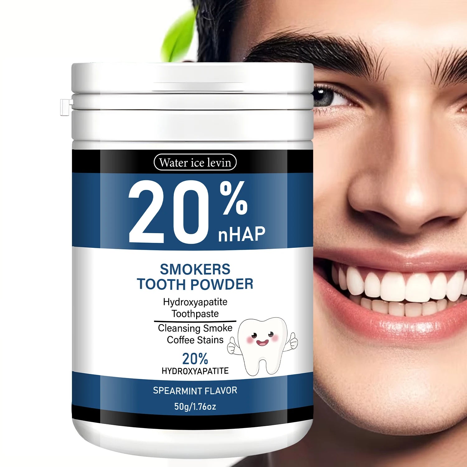 20% Hydroxyapatite Tooth Powder for Smokers, Remove Coffee & Smoke Stains, Gum Care & Fresh Breath Spearmint. Qme