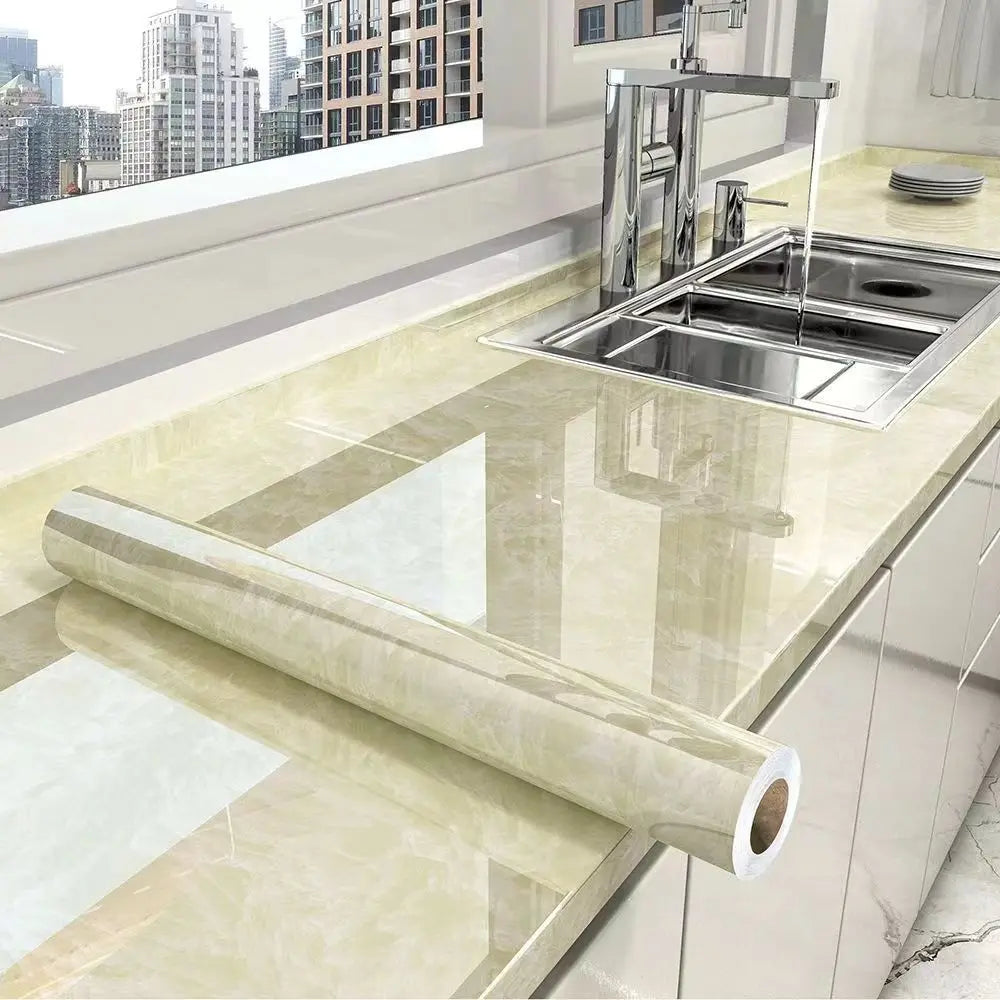 Kitchen Oil-Proof Film Stove Waterproof Moisture-Proof Self-Adhesive Wallpaper Countertop Cabinet Renovation Tile Marble Sticker Qme
