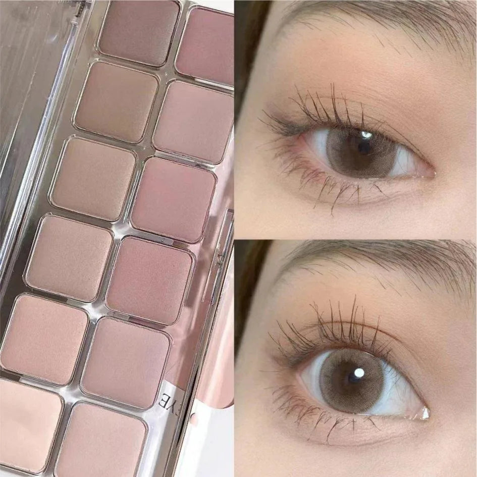 12-Color Low-saturation Eyeshadow Palette Matte Apricot Everyday Qme