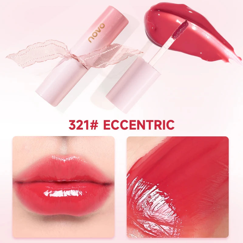 Hydrating 3D Glossy Lip Gloss&Lipstick,Water Gloss Mirror Lip Glaze, Long Lasting,Non-Sticky,High Gloss Effect, For Eyes,Cheeks Qme 321