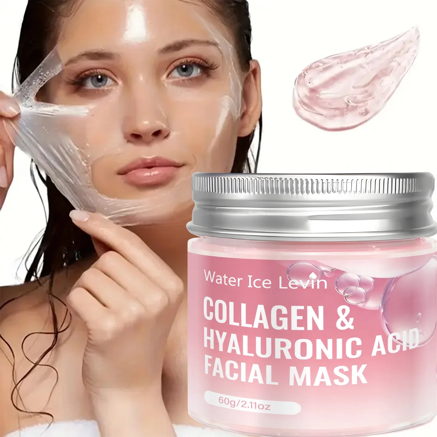 Water Ice Levin Collagen Hyaluronic Acid Facial Mask 60g Niacinamide Hydrating Firming Moisturizing Skin Care Mask Qme