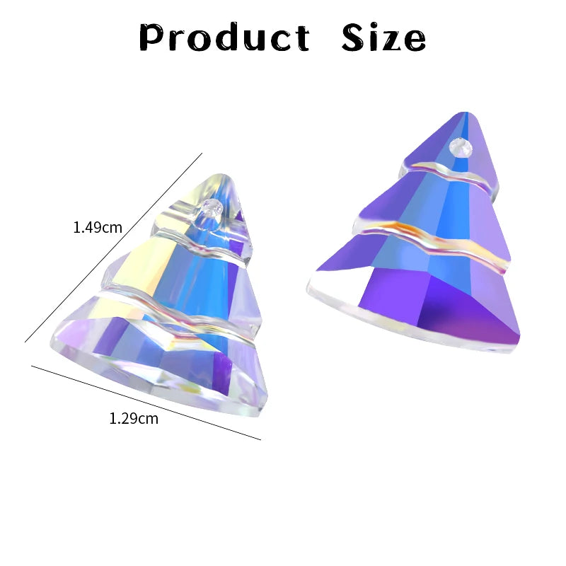 9Pcs Crystal Christmas Tree Pendant Glass Austria Loose Beads Charms Rhinestones for DIY Earring Necklace Craft Jewelry Making Qme
