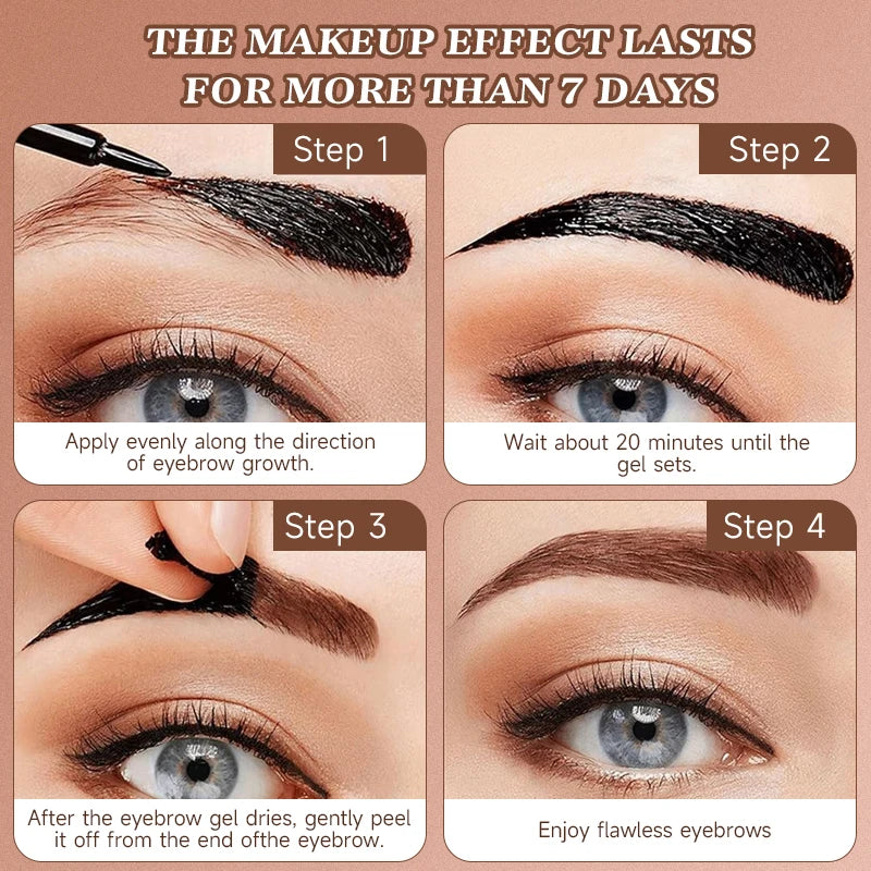 Long-Lasting Eyebrow Tint Gel, Waterproof, Semi-Permanent, Quick-Dry Transfer, Eyebrow Tattoo Beauty Cream, All Skin Types Qme