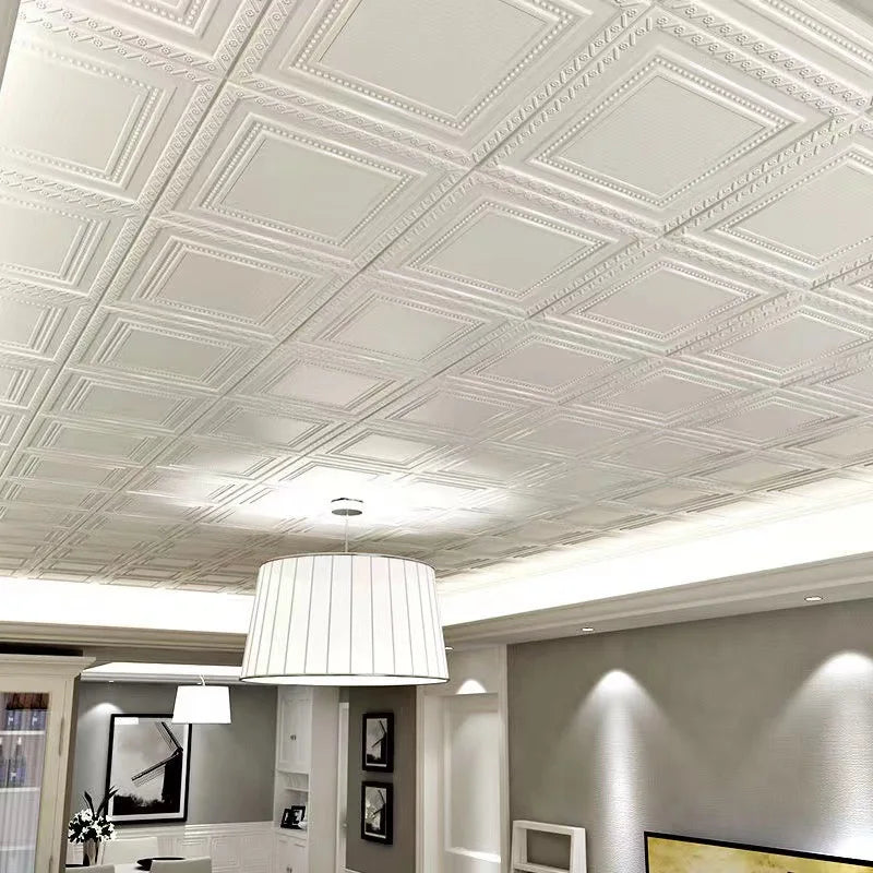 35*35cm Home Waterproof Room Decor Ceiling Self-adhesive 3D Suspended Wall Stickers Decoration Peel and Stick Wallpaper Roof Qme
