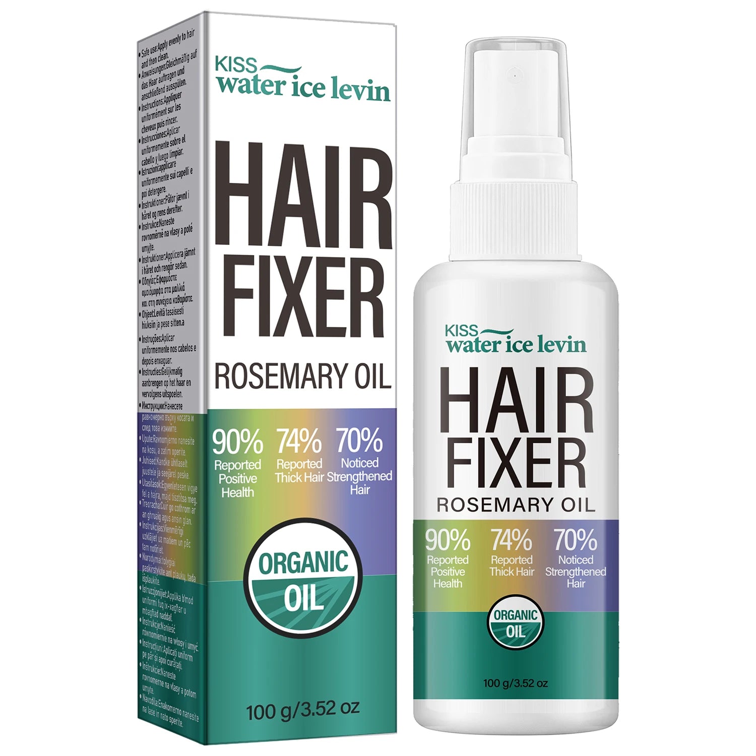 Water Ice Levin Rosemary Oil Hair Fixer Spray 100g Collagen Bee Venom Nourish Strengthen Hair Smooth Tame Frizzy Hair Mist Qme