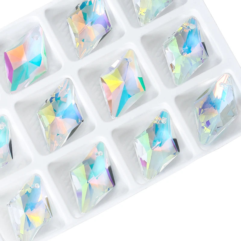 12Pcs Crystal 6320 Rhombus Pendant Glass Austria Loose Beads Charms Rhinestones for DIY Earring Necklace Jewelry Accessories Qme 001HL 12x19mm-12pcs