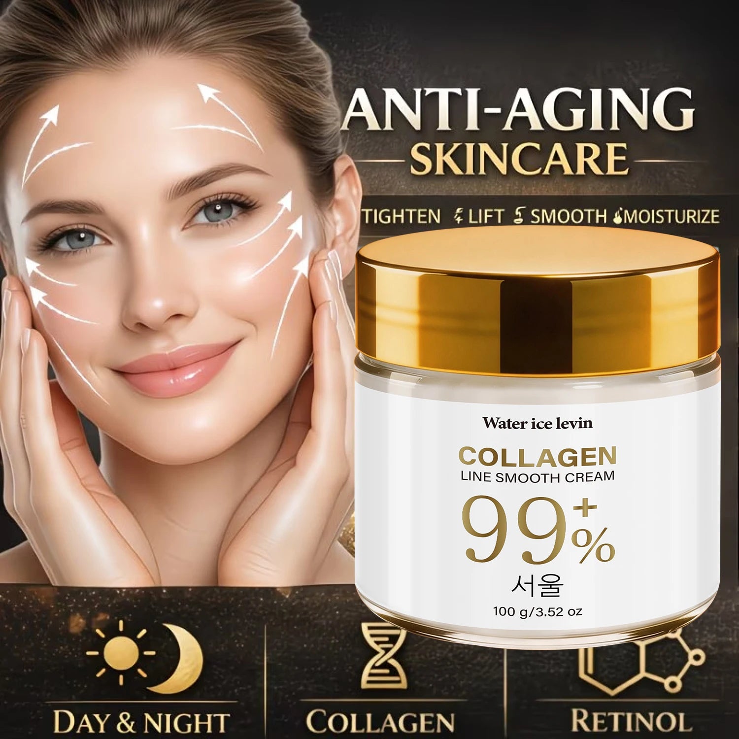 Water Ice Levin 100g Collagen Firming Cream Hydrating Smooth Lines Anti-Aging Facial Skin Care Qme