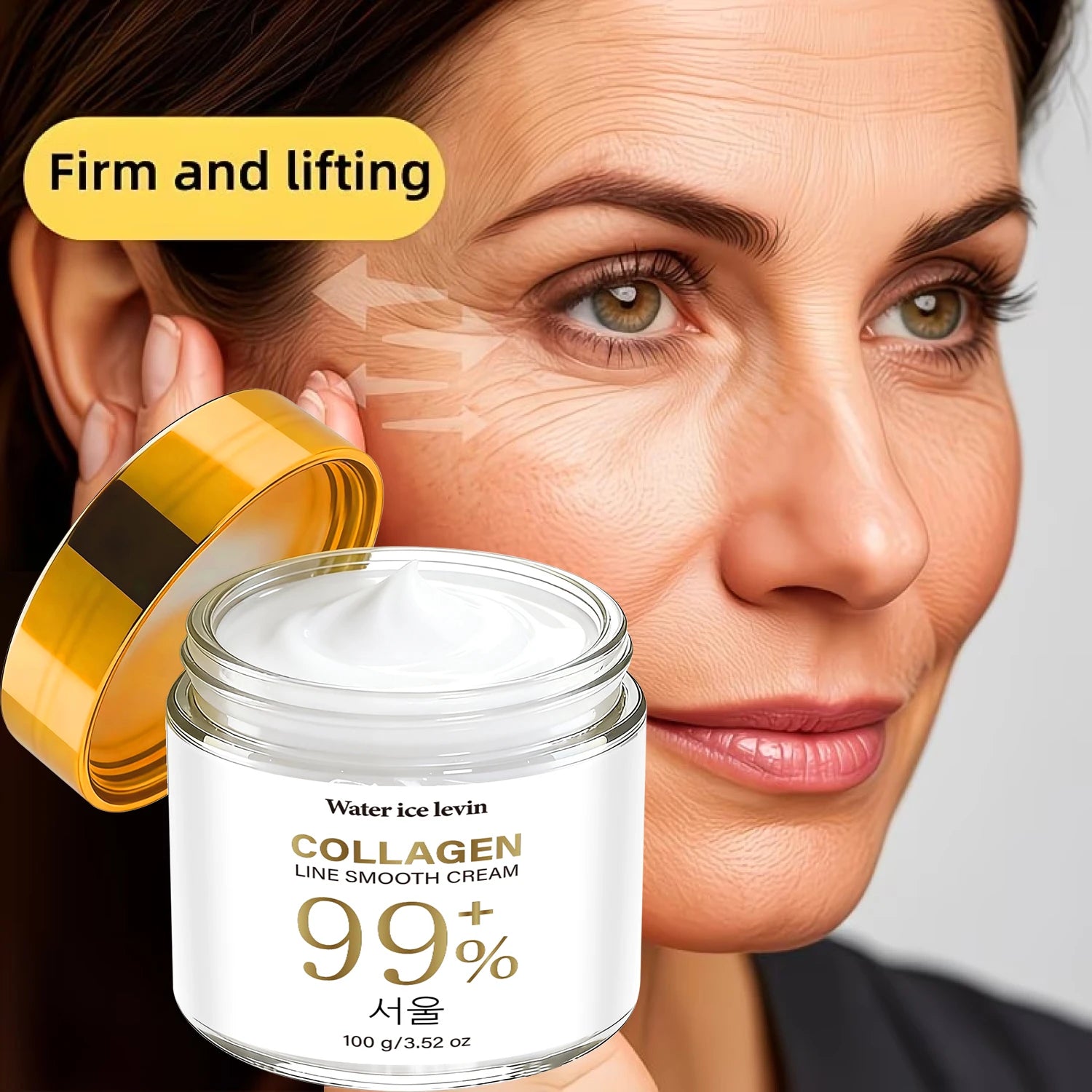 Water Ice Levin 100g Collagen Firming Cream Hydrating Smooth Lines Anti-Aging Facial Skin Care Qme