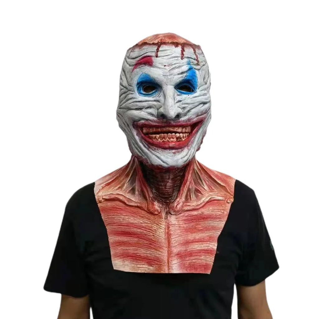 Joker Jack Clown Horror Latex Mask Double Layer Latex Skull Head Mask Movable Mouth Halloween Scary Cosplay Props Qme