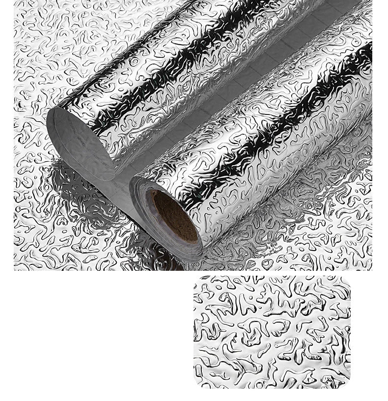 Silver Contact Paper Metallic Texture Waterproof Oil-proof Kitchen Qme