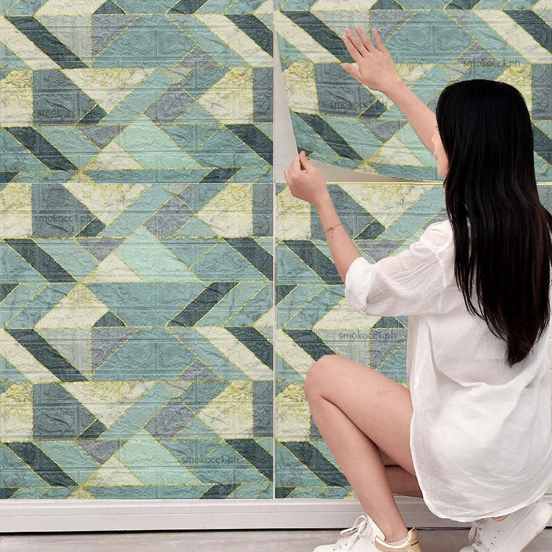 12Pcs 35*30cm High Quality 3D Foam Wall Panel Brick Retro Wallpaper Ceiling Self Adhesive Wallpanel Background Home Decoration Qme