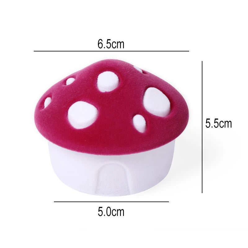 1 Piece Lovely Mushroom Gift Box Holder Velvet Wedding Engagement Ring Box Jewelry Box for Earrings Necklaces Display 2 Colors Qme