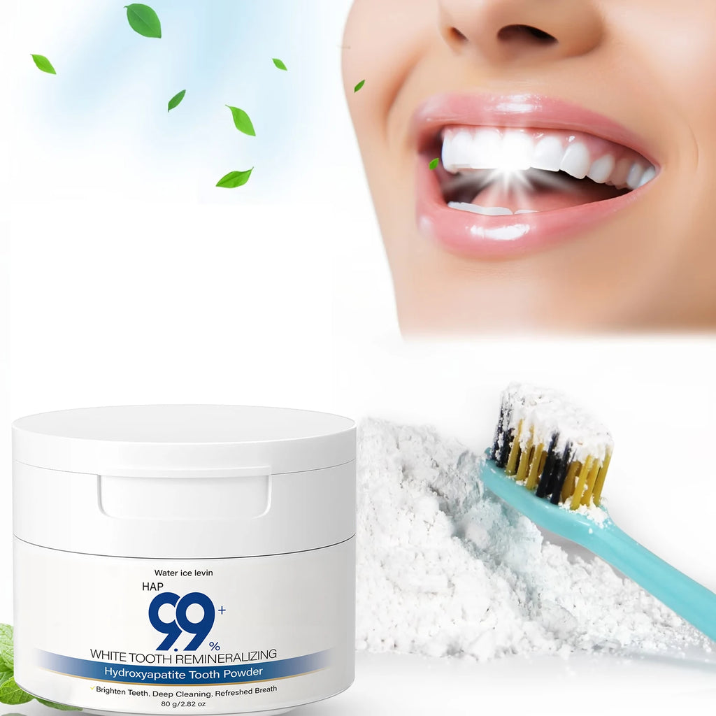99% HAP Hydroxyapatite Tooth Powder, Remineralizing & Deep Cleaning with Charcoal, Hyaluronic Acid & Collagen for Bright Teeth Qme