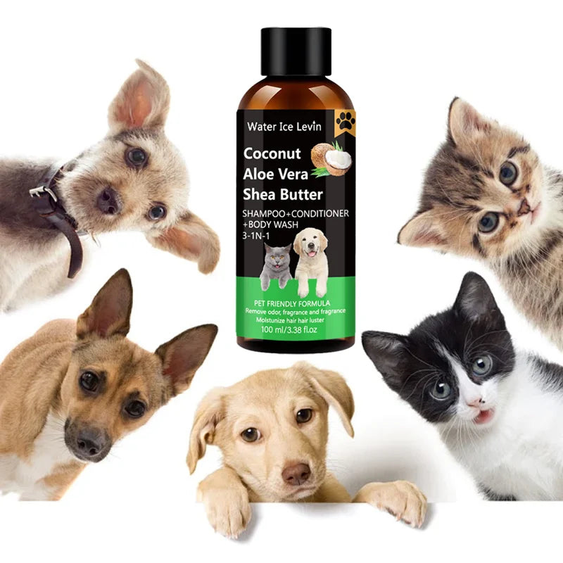 Water Ice Levin 100ml 3 In 1 Pet Wash Mild Deodorize Hydrate Shiny Coat Dog Cat Skin Care Qme