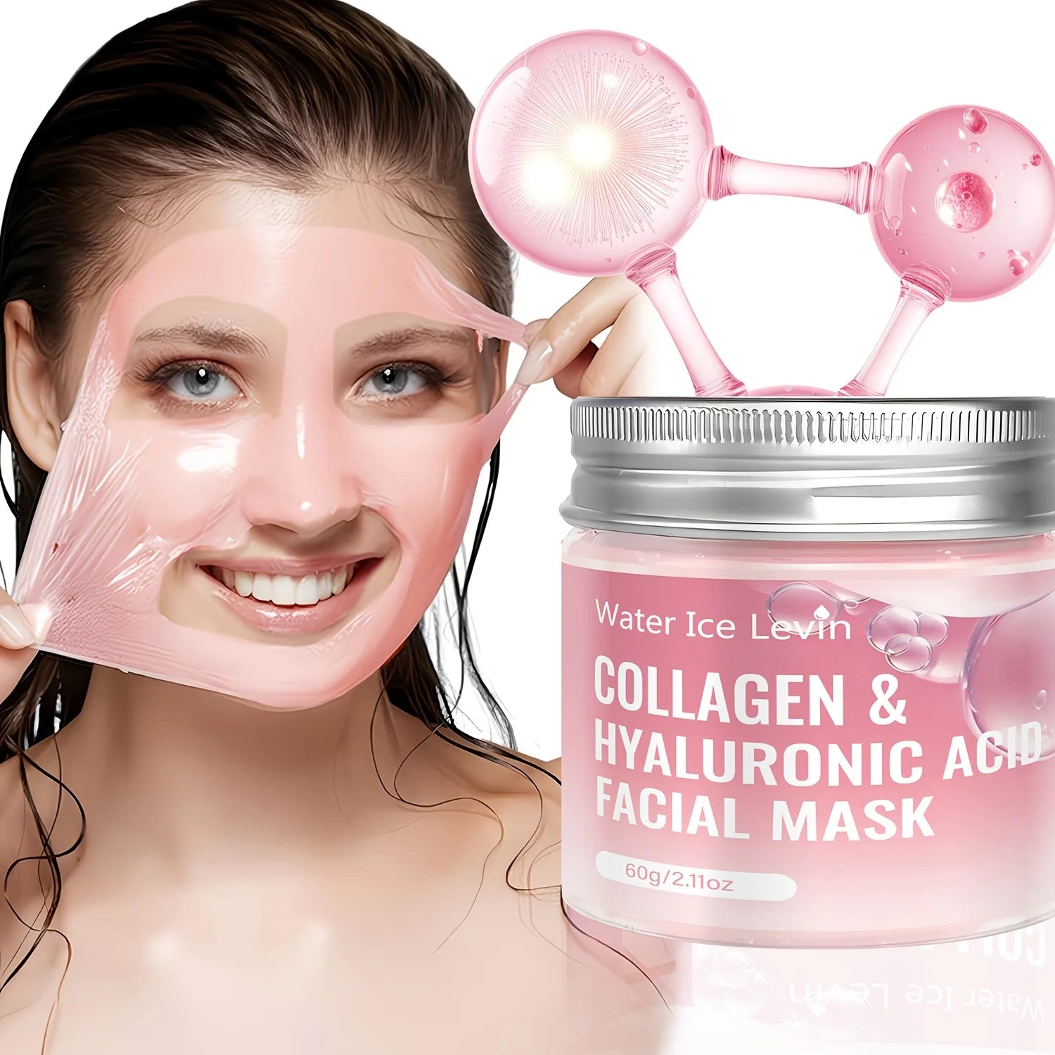 Water Ice Levin Collagen Hyaluronic Acid Facial Mask 60g Niacinamide Hydrating Firming Moisturizing Skin Care Mask Qme