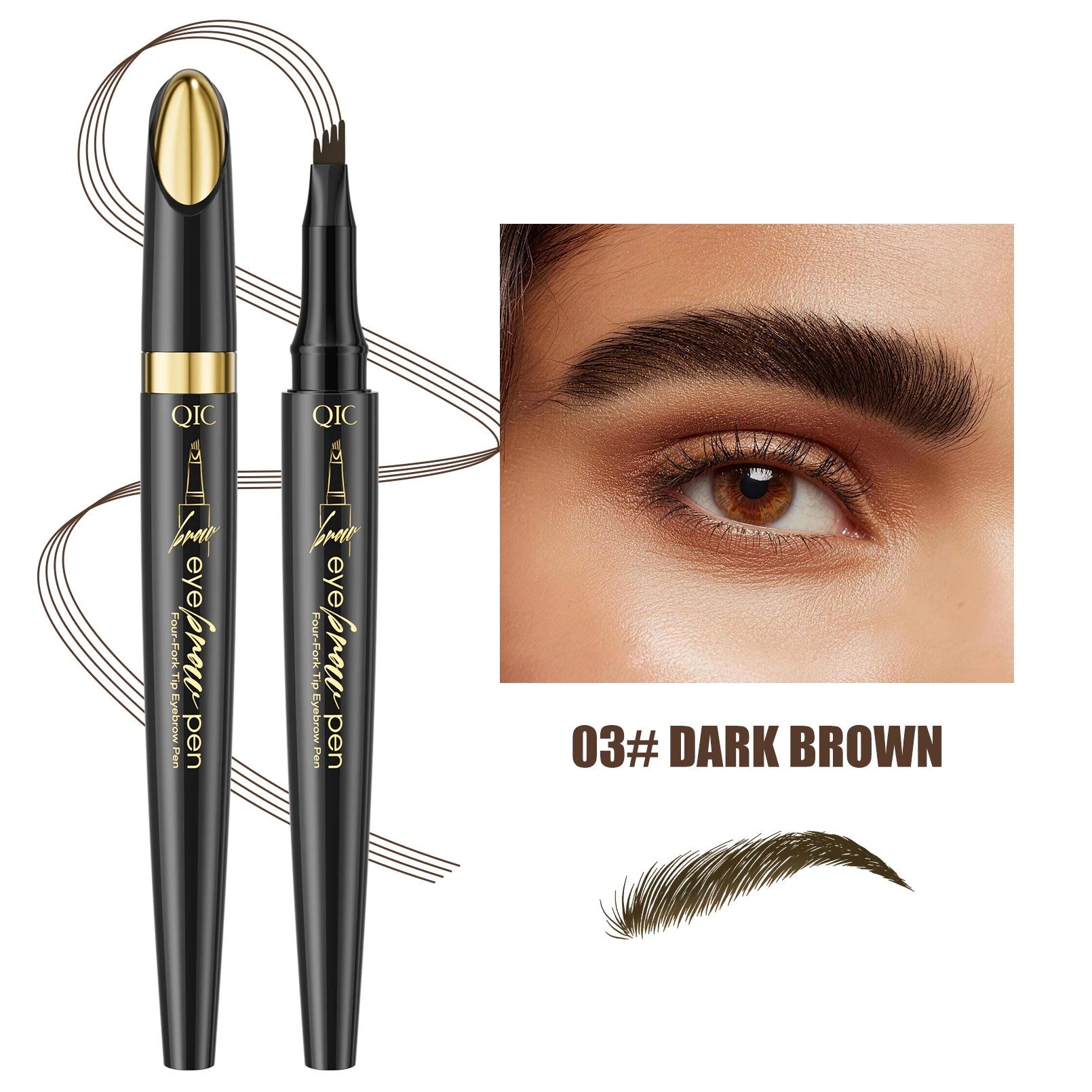 4 Points Eyebrow Pen 5 Colors Liquid Brow Pencil Dark Brown Microblading Eyebrow Pencil Waterproof Eyebrow Tattoo Pen Cosmetics Qme Q713-3