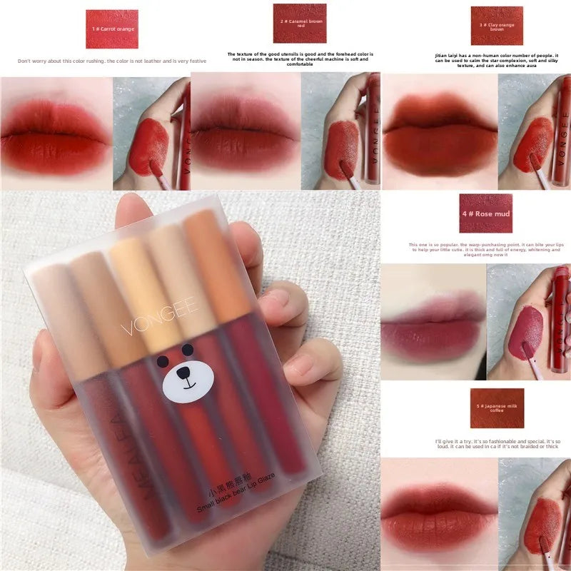 Lip Gloss Matte Velvet Lipstick Easy Female Student Qme