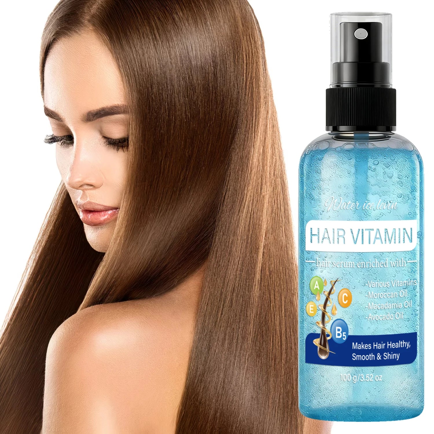 Water Ice Levin Vitamin Infused Hair Care Spray 100g Argan Macadamia Avocado Oil Smooth Shiny Dry Hair Repair Mist Qme