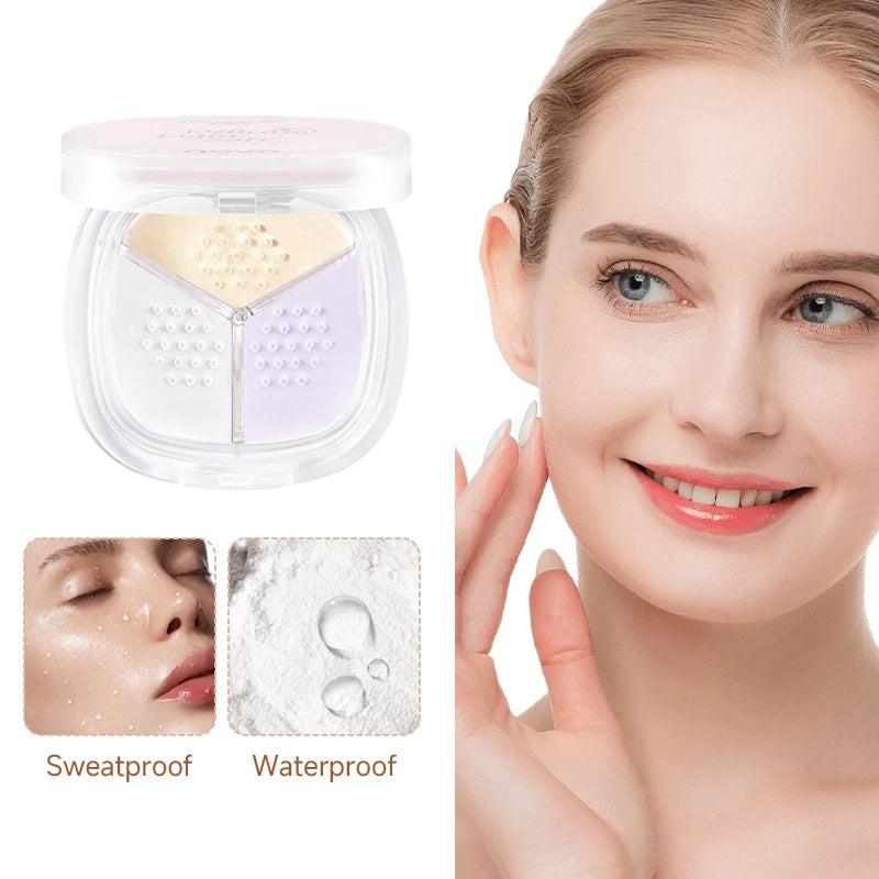 Three-Color Oil-Control Setting Powder, Loose Powder That Even Out The Skin Tone And Is Long-Lasting And Waterproof Qme